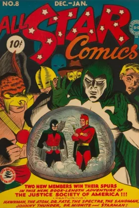 All Star Comics #8 (1941). Wonder Woman debuts inside as the Introducing Wonder Woman backup feature.