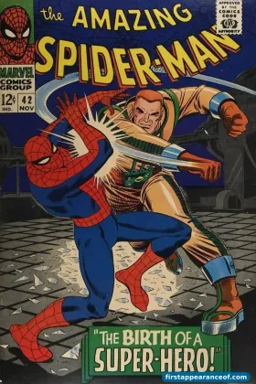 Mary Jane Watson's first full-face appearance on the final page of Amazing Spider-Man #42 (1966).