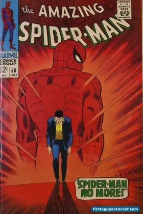 The Amazing Spider-Man #50 (1967) with the 'Spider-Man No More!' cover. Kingpin debuts inside.