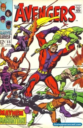 The Avengers #55 (1968), the issue that reveals the Crimson Cowl is the robot Ultron-5.