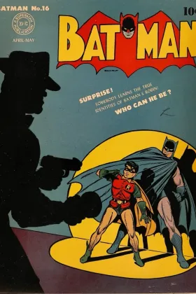 Batman #16 (1943). DC Comics. Alfred debuts as the Wayne family butler in a back-up feature.