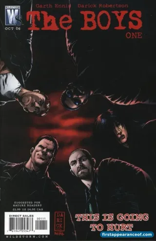 The Boys #1 (2006). Homelander on the cover, the film-genre-satirical superhero antagonist.