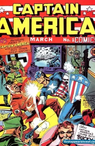 Captain America Comics #1 (1941). Red Skull does not appear on the cover; his debut is in the interior pages of the first Captain America issue.