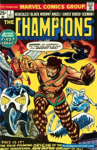 First appearance of Champions — the cover of Champions #1 (1975).
