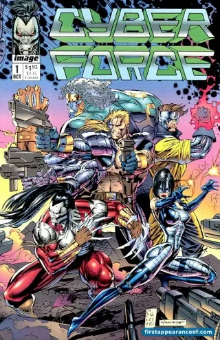 Cyberforce #1 (Vol. 1, 1992). Cyblade is among the Cyberforce members on the cover, identifiable by her energy-blade weapons and the team-roster lineup.