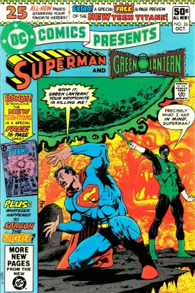 The cover of DC Comics Presents #26 (1980), the issue that carried Starfire's first appearance in a New Teen Titans preview insert