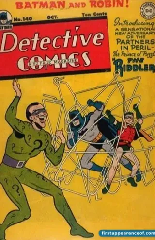 The Riddler on the cover of Detective Comics #140 (1948), his first appearance and first cover.