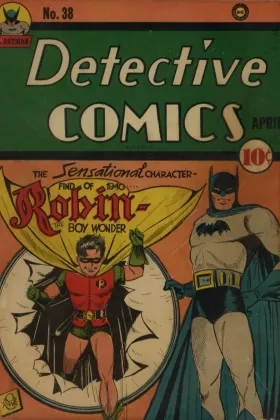 Robin on the cover of Detective Comics #38 (1940), his first appearance.