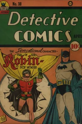 Robin on the cover of Detective Comics #38 (1940), his first appearance.
