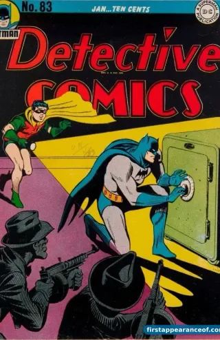 Detective Comics #83 (1944). Bob Kane and Bill Finger. The first sustained Batcave appearance and the canonical 'Batcave' designation.