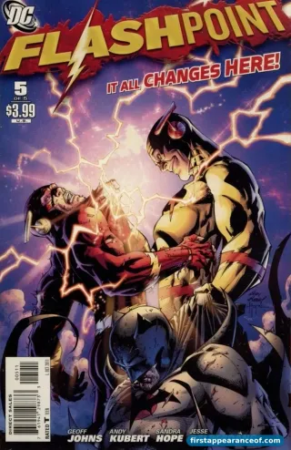 Flashpoint #5 (2011). Geoff Johns and Andy Kubert. The final issue of the event that ends post-Crisis 'New Earth' continuity and resets DC into the New 52, which is published as Earth-0 / Prime Earth in subsequent multiverse cataloging.