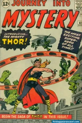Thor on the cover of Journey into Mystery #83 (1962), hammering down against the Stone Men from Saturn.