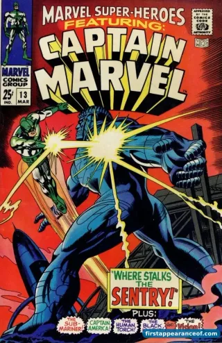 Marvel Super-Heroes #13 (1968). Carol Danvers debuts inside as a U.S. Air Force officer.