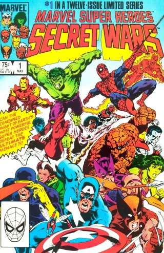 Marvel Super-Heroes Secret Wars #1 (1984) cover, the Beyonder's first appearance, as a voice only.
