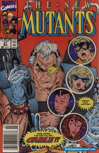 Cable on the cover of The New Mutants #87 (1990).