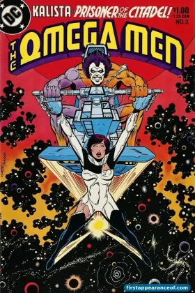 Omega Men #3 (1983). Lobo's first appearance, in his original purple-and-orange uniform.