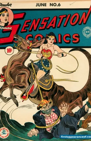 Sensation Comics #6 (1942). Wonder Woman is shown using her magic lasso explicitly as a truth-binding tool for the first time. Earlier issues featured the lasso, but this issue establishes the truth-compelling mechanic.