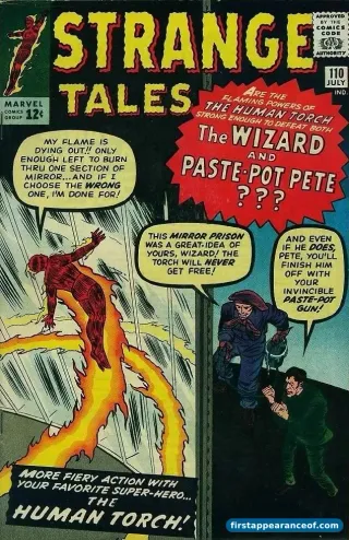 The cover of Strange Tales #110 (1963). Doctor Strange debuts inside as a back-up feature.