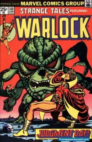 Strange Tales #180 (1975). Gamora debuts in Jim Starlin's Warlock back-up feature.