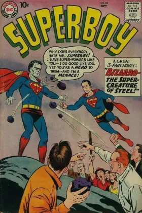 Superboy #68 (1958). First appearance of Bizarro (the original Superboy version).