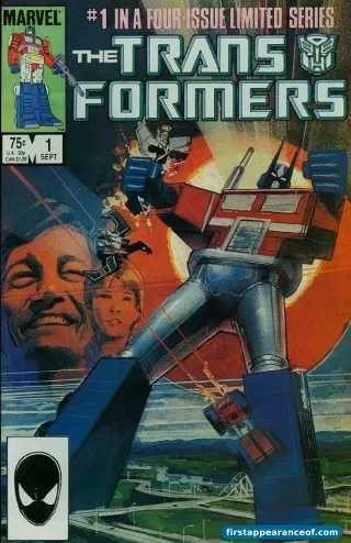 The Transformers #1 (1984). Marvel Comics. Optimus Prime on the cover, his first appearance and first cover.