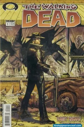 The Walking Dead #1 (2003). Rick Grimes on horseback entering Atlanta, one of the most-reproduced indie-comics covers of the 2000s.